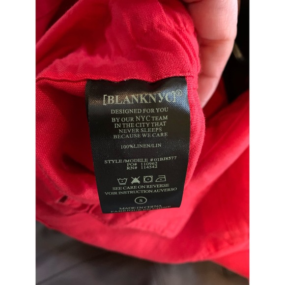 BlankNYC Linen Romper Red Flag Small Woman's 1 Piece Button Front Shorts Jumper - Picture 7 of 8